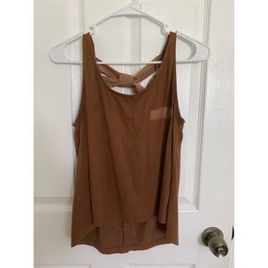 Brown tank top blouse with bow